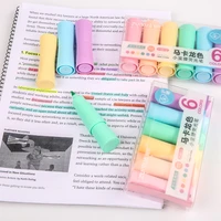 6pcs mini highlighter pen art markers set macron color fluorescent pastel for drawing office supplies cute student stationery