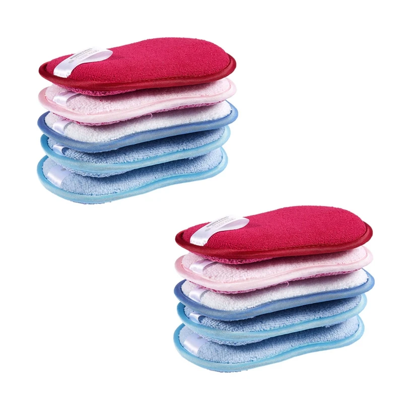 

10X Antibacterial Microfiber Kitchen Scouring Pads Double Side Sponges Scourer Non Odor Dish Scrubber Brush