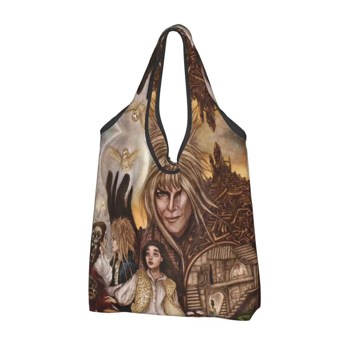 

Cute Print Labyrinth Jareth Shopping Tote Bags Portable Shoulder Shopper Fantasy Film Handbag