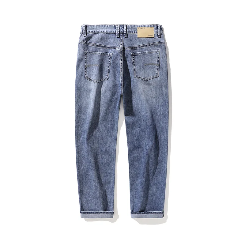 

Мужские джинсы стрейч, синие хлопковые брюки из денима стандартного кроя, 2022