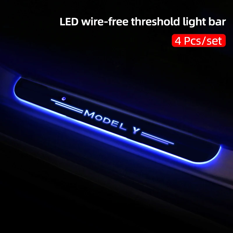 

Threshold Protection Strip For Tesla Model Y 2019 2021 2022 Car Welcome Threshold LED Car Door Atmosphere Light Car Accessories