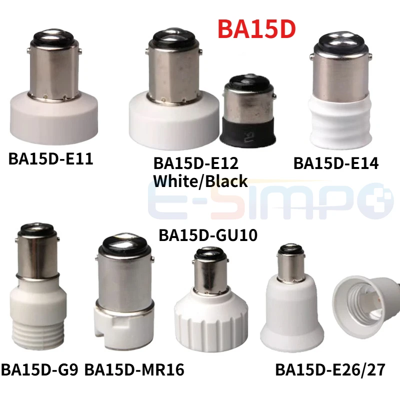 Фото BA15D TO E11 E12 E14 E26/27 G9 MR16 GU10 Черный/Белый светодиодный держатель лампы CFL Патрон для светильника Преобразователь Удлинительный адаптер CE RoHS №1