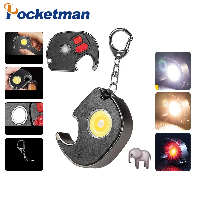 

Portable COB LED Mini Work Lights Keychains Flashlight 7 Modes Waterproof Pocket Clip Lantern Torch for Outdoor Camping Fishing