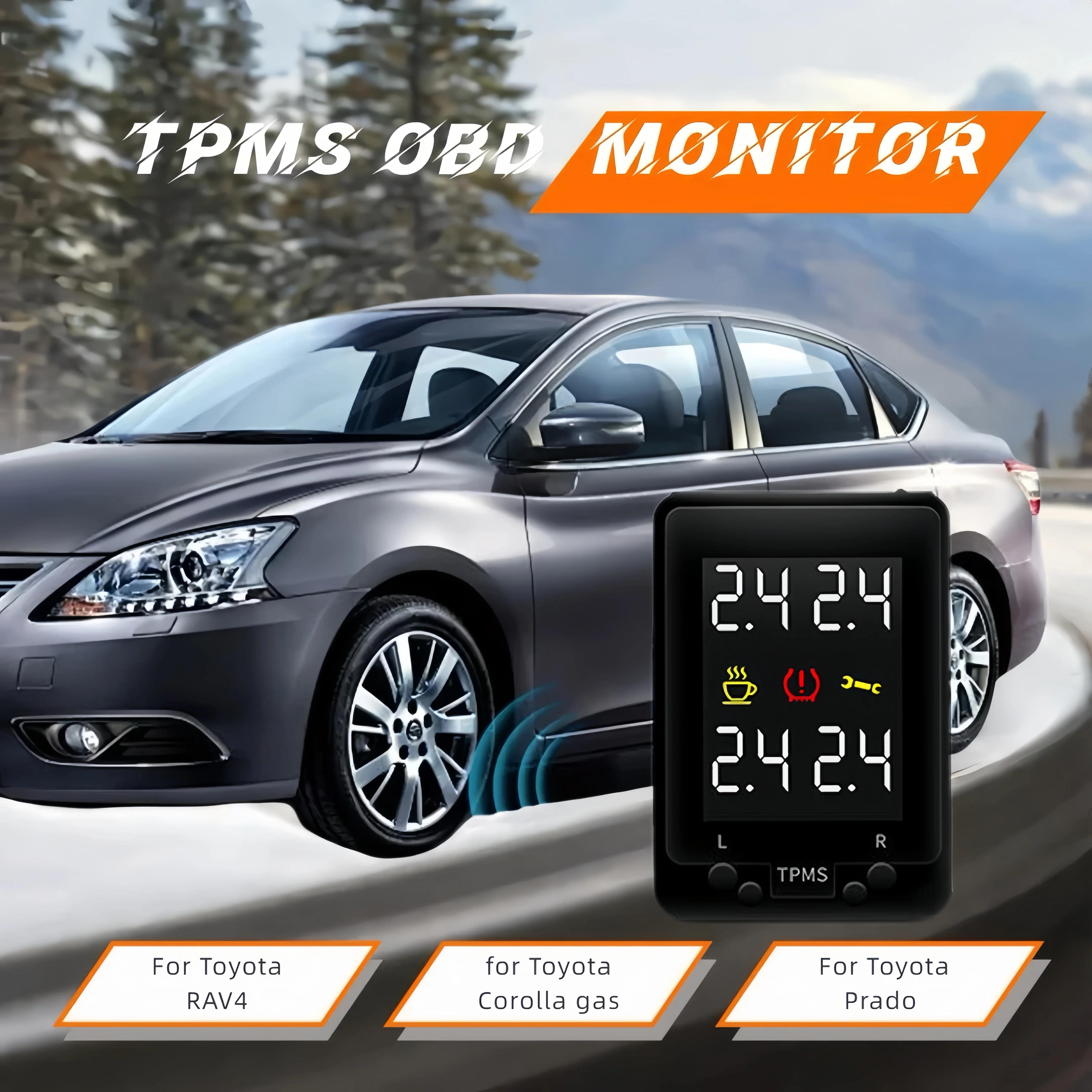 TPMS OBD системы контроля давления в шинах, беспроводной датчик, бесплатно для Toyota RAV4 2013 2015, Corolla Prado Camry Prius, аксессуары