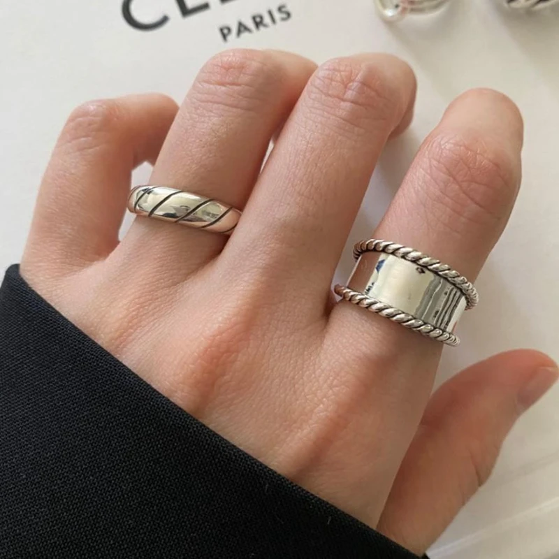 

Серебряные широкие кольца с зеркальной поверхностью для женщин