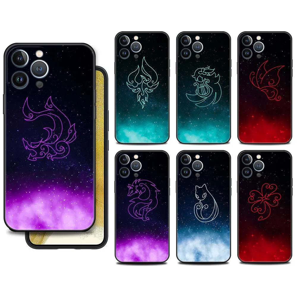 

Case For Apple iPhone 11 13 14 12 Pro 7 Plus XR X XS Max 6 6S 13Pro Max Black Silicone Phone Funda Genshin Impact