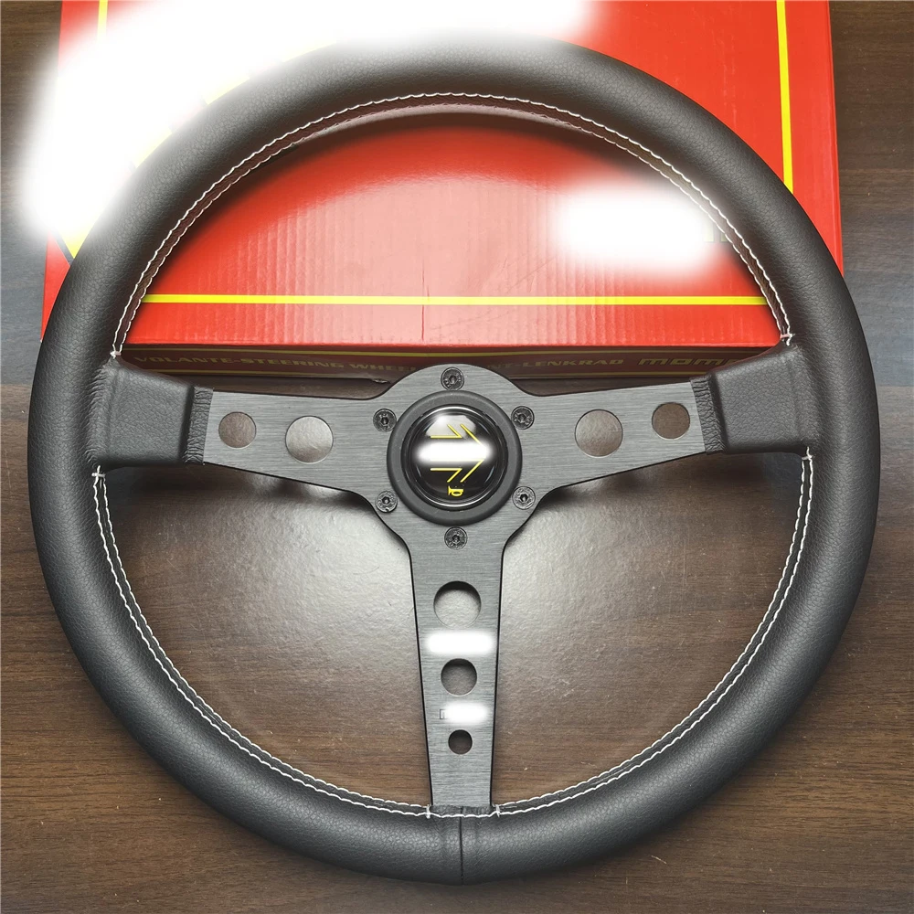 

Модифицированное универсальное кожаное плоское рулевое колесо 14 дюймов/340 мм для МОМО-прототипа, женское гоночное Спортивное Рулевое Колесо