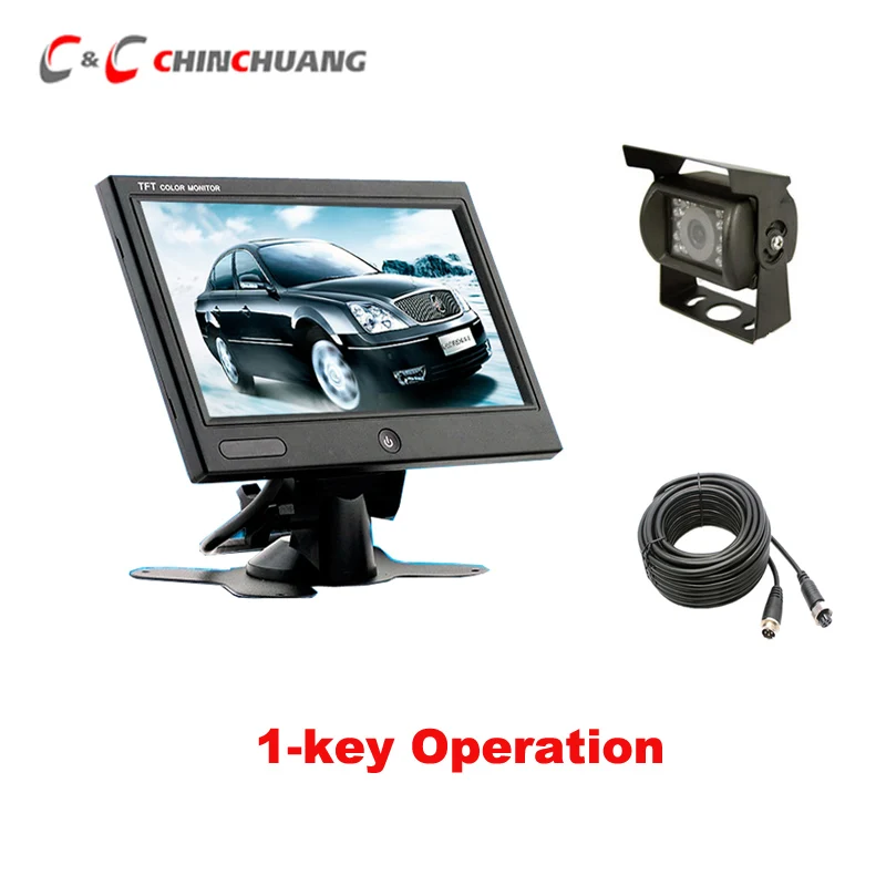 

1 Key Operation 24V Truck Rear Camera Monitor with 7 Inch Super Slim Car Monitor and Vehicle Backup Rear View Camera + 15M Cable