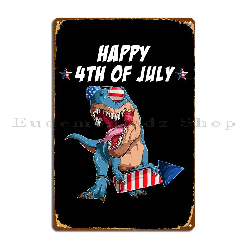 

Trex US Patriotic Dino Metal Sign Rusty Party Cinema Customized Living Room Tin Sign Poster