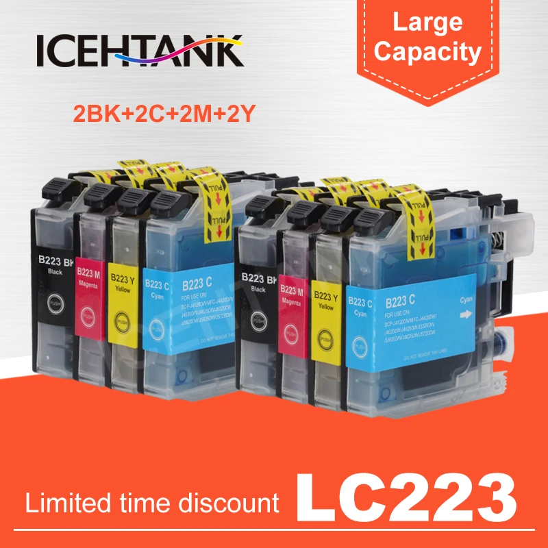 

ICEHTANK With Chip LC223 LC221 Compatible Ink Cartridge For Brother MFC-J4420DW/J4620DW/J4625DW/J480DW/J680DW/J880DW Printer