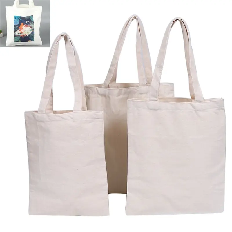 1PC Creamy White Canvas Shopping Bags Shoulder Bag Tote Shop