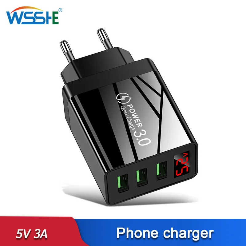 

3 Port Fast Chargers 30W 5V 3A Phone charger Digital display Quick charge phone adapters For iphone 13 mi 9 samsung s10