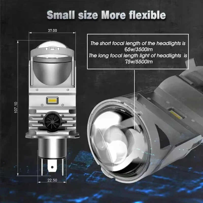 Автомобильный светодиод F40B H4 Мини-объектив проектора Bi LED Линзы Hi/Lo Beam Turbo