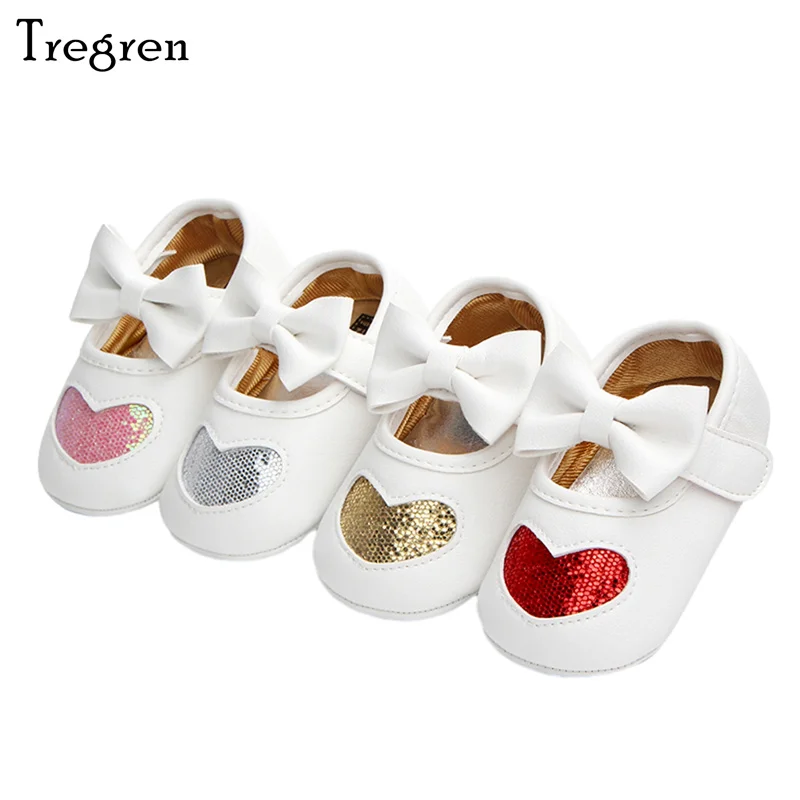 

Tregren 0-18Months Newborn Infant Baby Girls Mary Jane Flats Non-Slip Sequin Heart Princess Dress Shoes Infant Crib Shoes