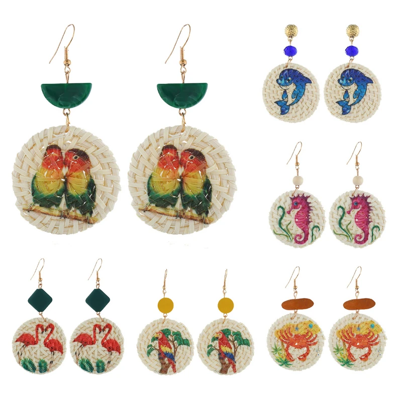 

Bohemian Earrings Ethnic Style Handmade Bamboo Pendant Earrings Simple Fashion Earrings for Girl Women Jewelry for Women