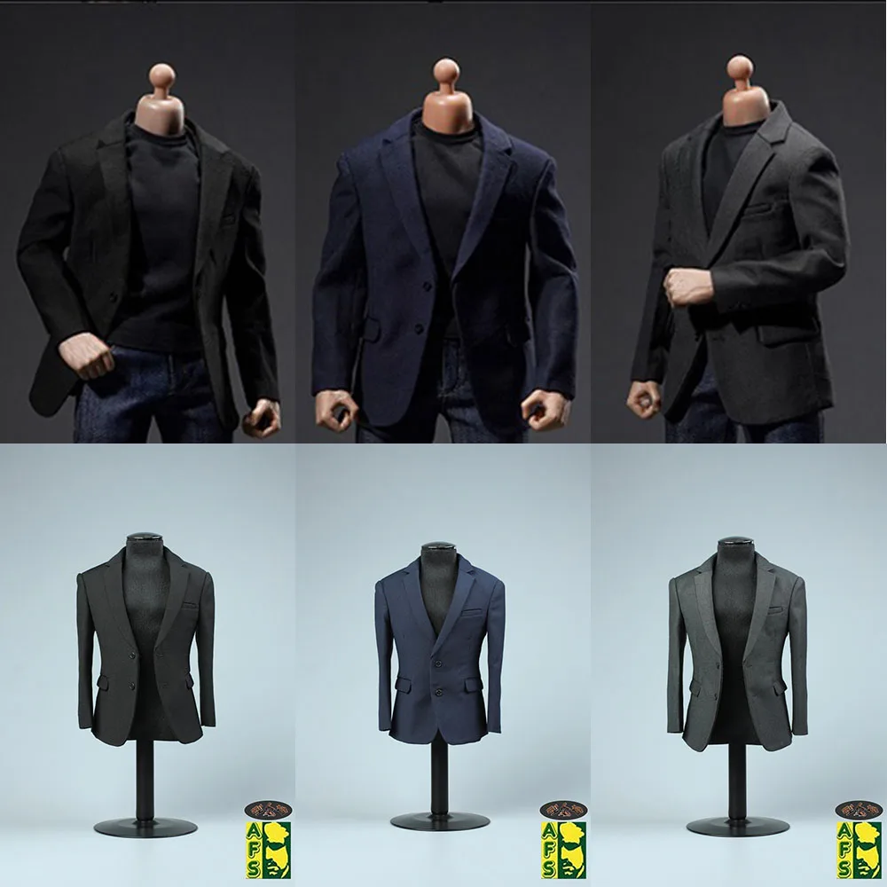 

AFS 3 Colors 1/6 Scale Male Gentleman Suit Jacket Suit Top Clothes Model for 12'' Male Soldier Normal Action Figure Body