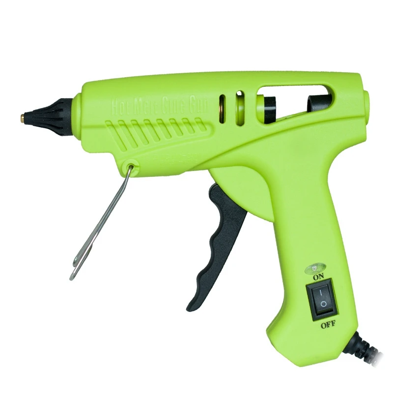 

100W Hot Glue-Gun Green Plastic With 10 Pcs Hot Glue Sticks (0.43 X 5.9 Inch) EU Plug Dual Power High Temp Melt Glue-Gun Kit