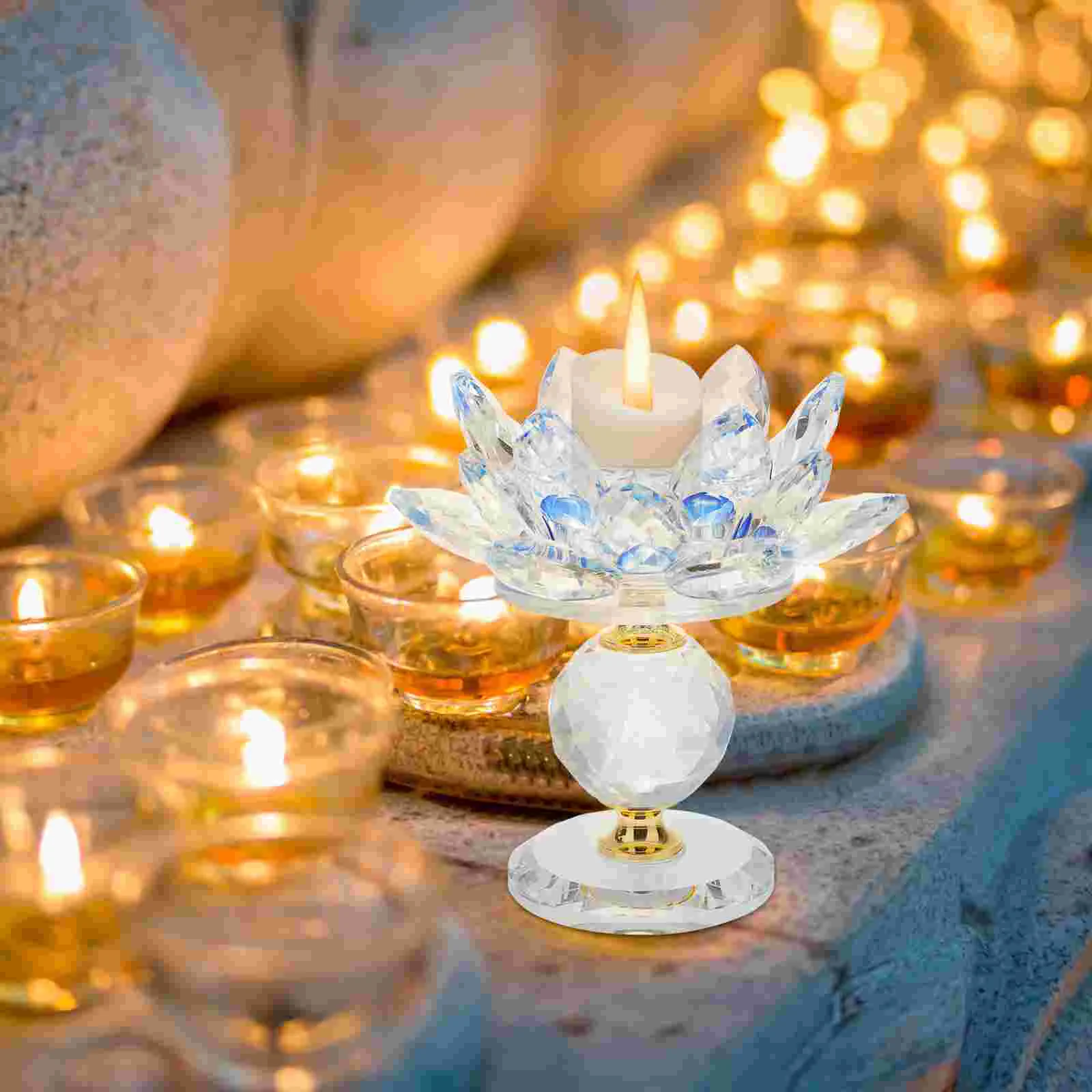 

Holder Tealight Glass Crystal Lotus Stand Votive Candlestick Cups Container Light Tea Candleholder Clear Lamps Tabletop Flower