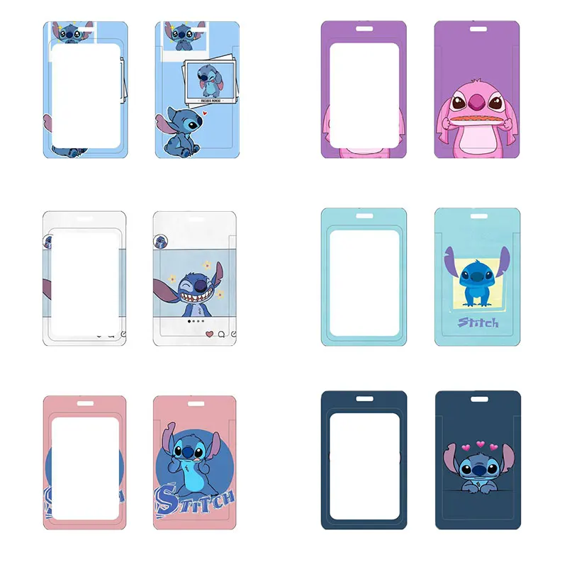 

Disney Cartoon Mickey Mouse Stitch PVC Card Cover Student Campus Protective Case Hanging Neck Bag Lanyard ID Card Anti-lost