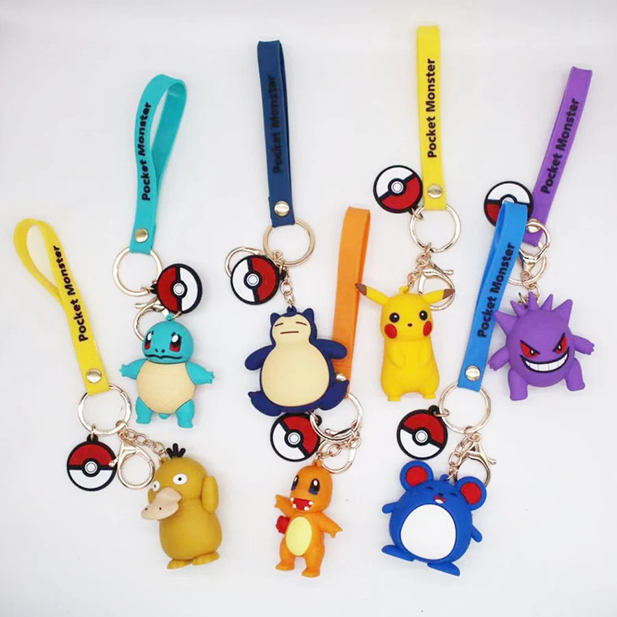 

Anime Genuine Pokemon Action Figure Pikachu Keychain Pokémon Keychain Squirtle Psyduck Keychain Model Car Keychain For Boys Girl