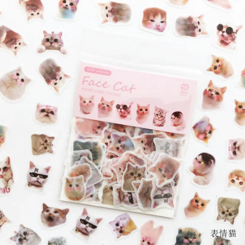 

100 pcs Creative Food/Plants/Leaf/Cat Cute Paper Sticker Decoration DIY Ablum Diary Scrapbooking Label Sticker Cute Stationery
