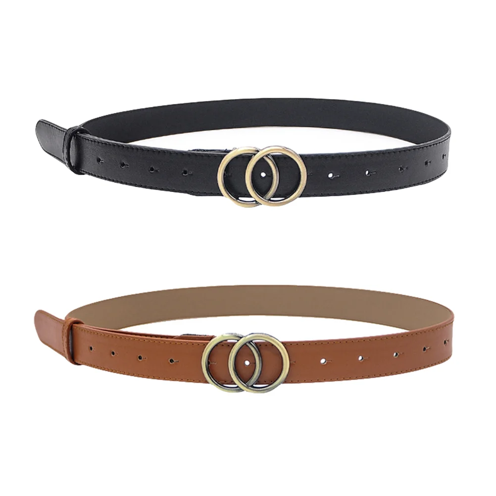 

2pcs Round Buckle Waistbands Fashion Casual Belts Creative Waistbands