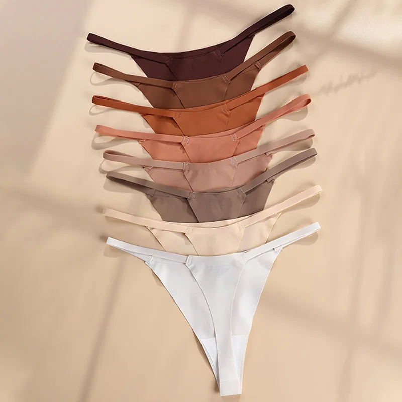 

Women's Underwear Sexy Thong Ribbon Traceless T-shaped Low Waist Suspender Ice Silk Quick Drying Sports Yoga One-piece Briefs