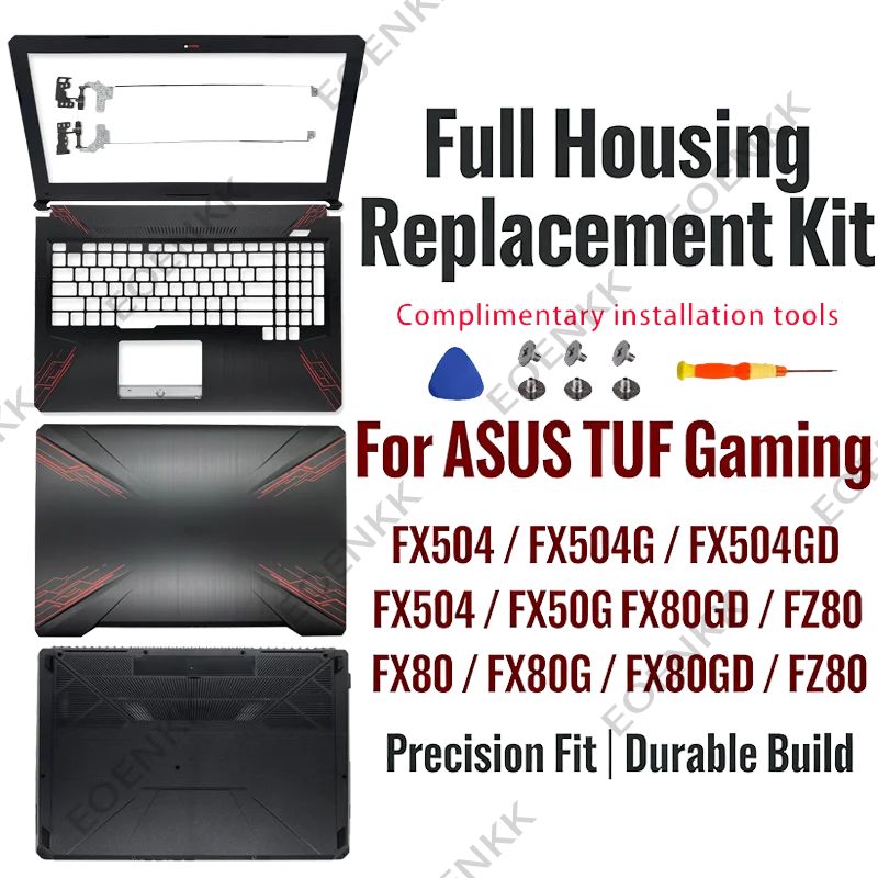 Фото Комплект корпуса для ноутбуков ASUS TUF Gaming FX504 FX80 Series: нижняя крышка, подставка для рук, задняя крышка LCD, передняя рамка, комплект для замены №1