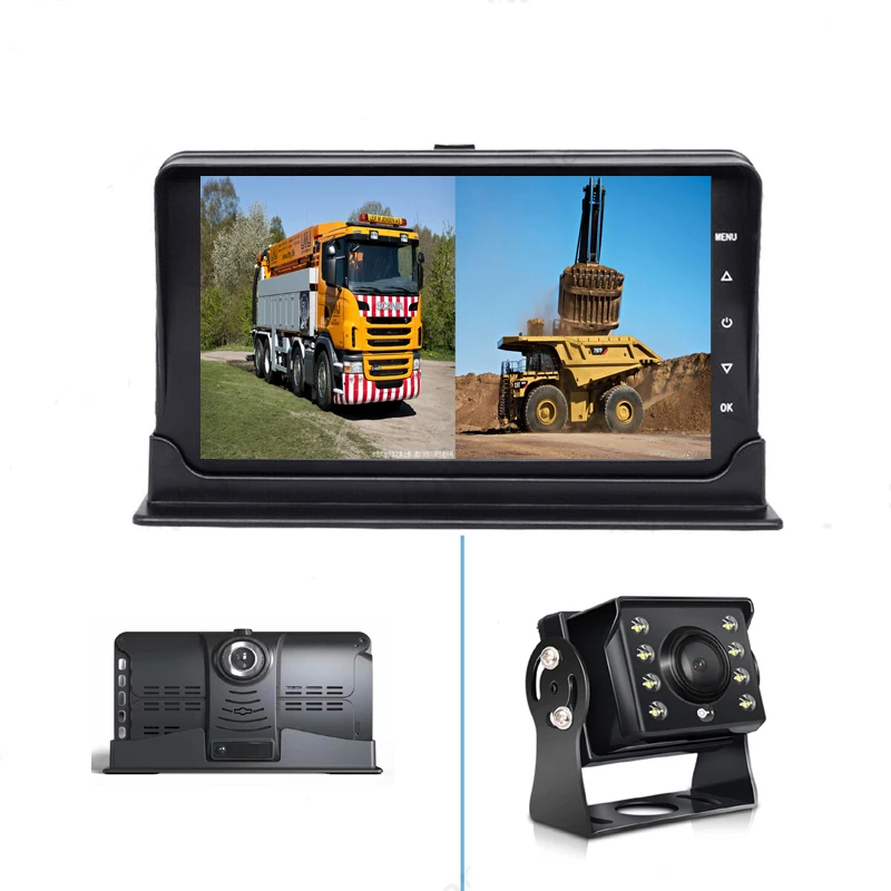

9V-36V 1080P 720P Car DVR Dash Cam Front Rearview Mirror Camera 7 Inch CCTV Mini Monitors for Bus Truck Tractor