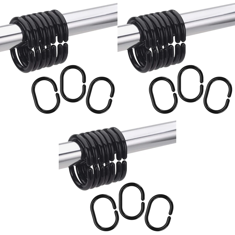 

72 PCS Shower Curtain Rings Plastic Shower Curtain Hooks for Bathroom Shower Rod