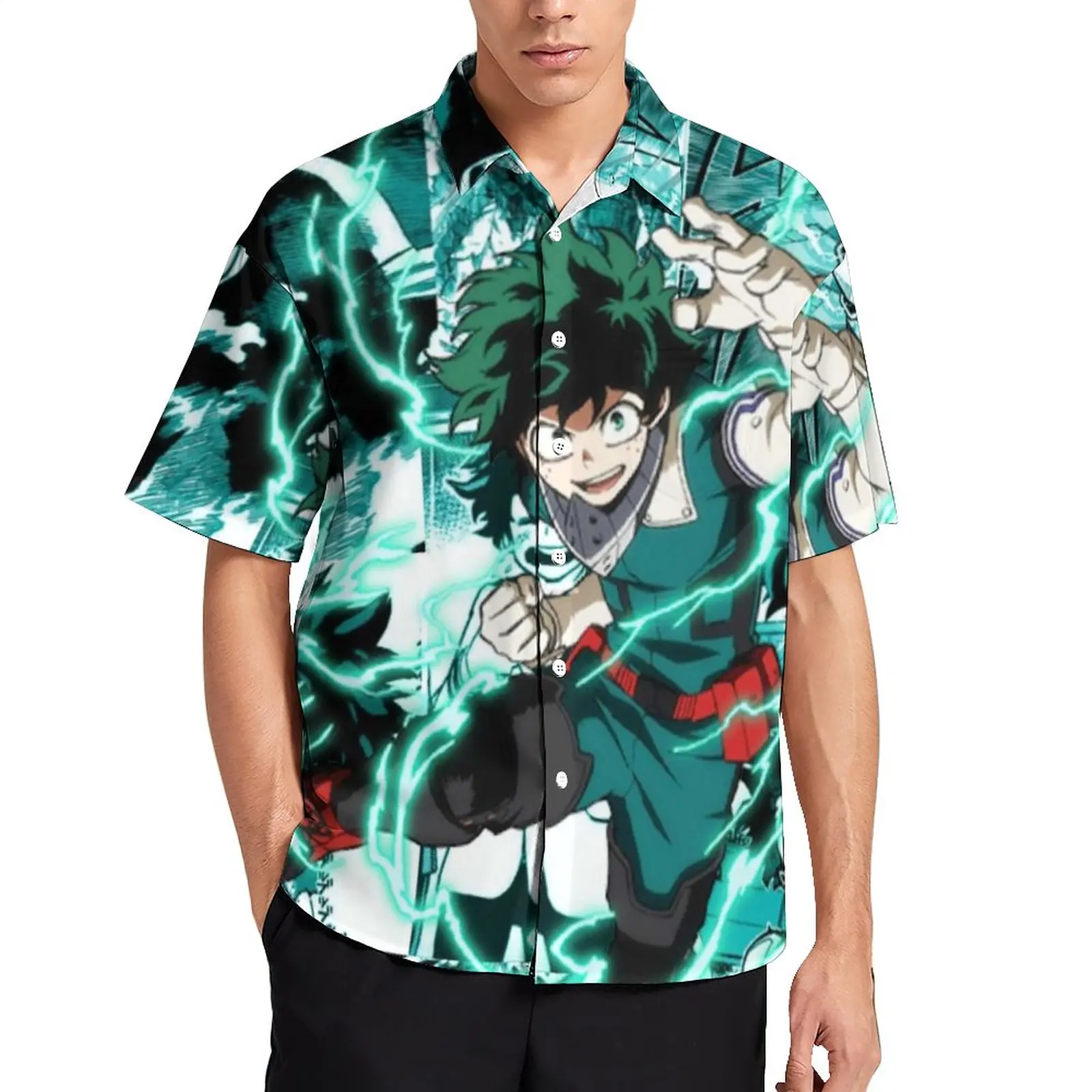 

Izuku Midoriya Manga Collage Beach Shirt My Hero Academia Hawaiian Casual Shirts Men Streetwear Blouses Short-Sleeved Clothing