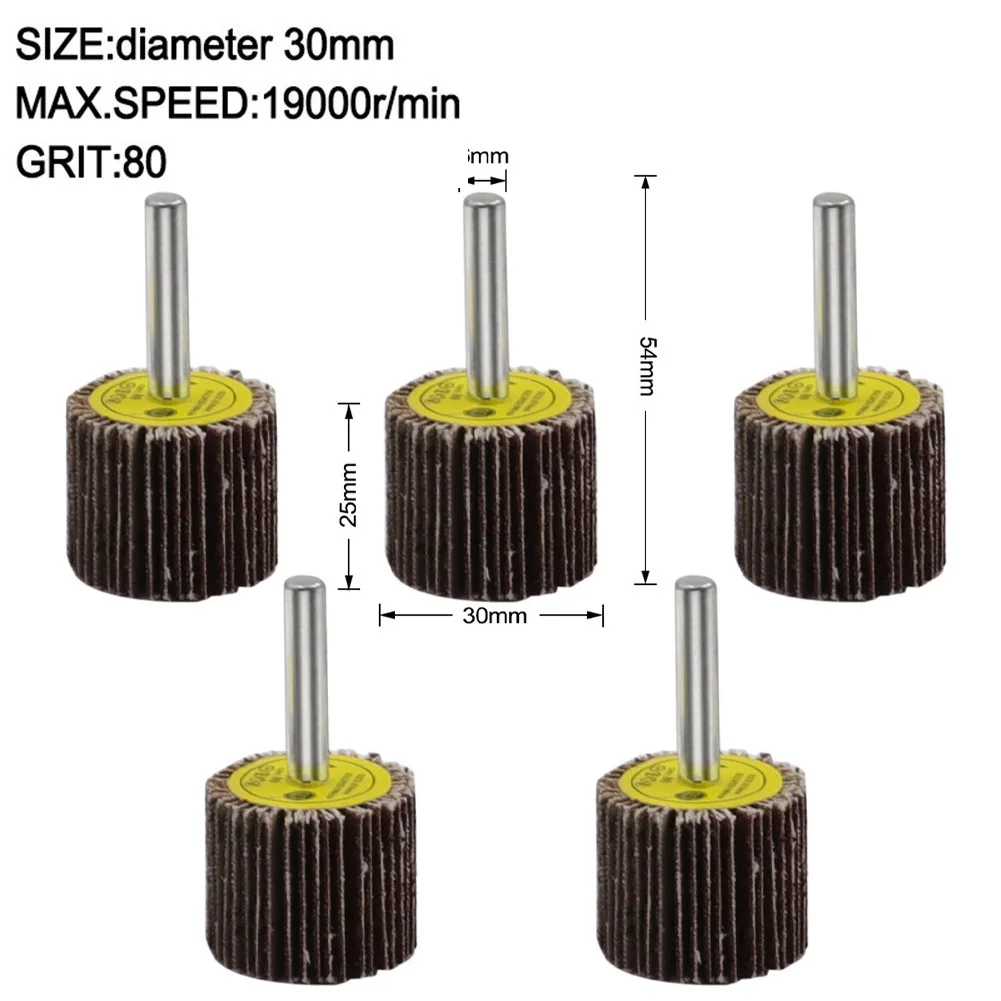 

5pcs 16-40mm Flap Wheel Disc 80Grit Grinding Head Sanding Flap Wheel Disc For Electric Drill Engraving Chamfering Grooving