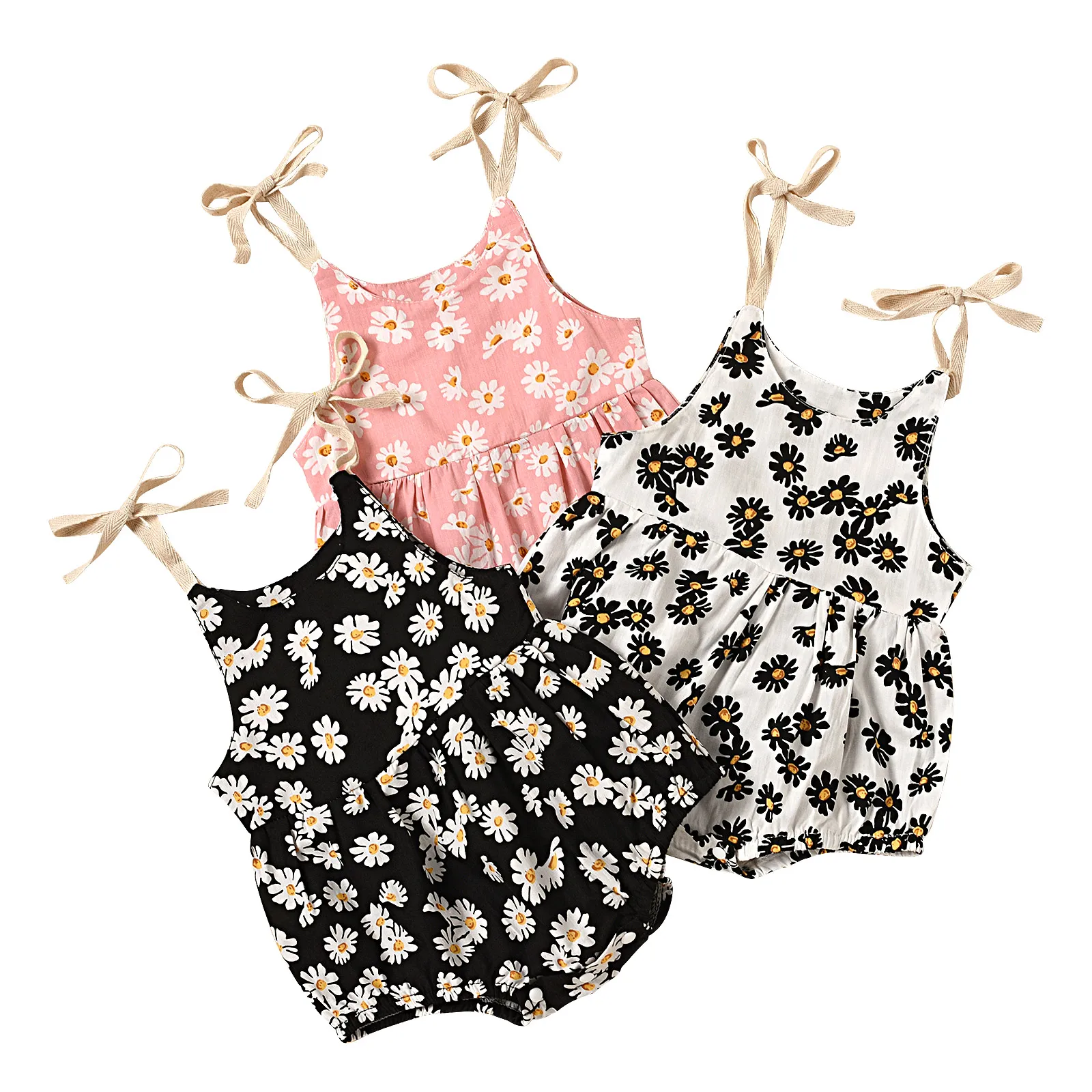

Infant Baby Girl Summer Clothes Sleeveless Strap Romper Bodysuit Daisy Floral Jumpsuit Outfit
