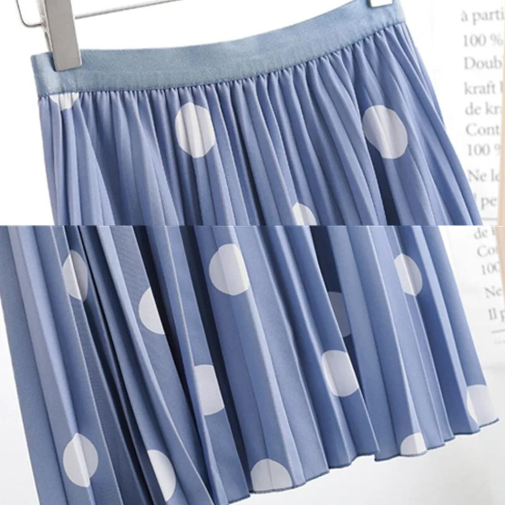 Женская плиссированная юбка-макси в горошек белая черная длинная трапециевидная