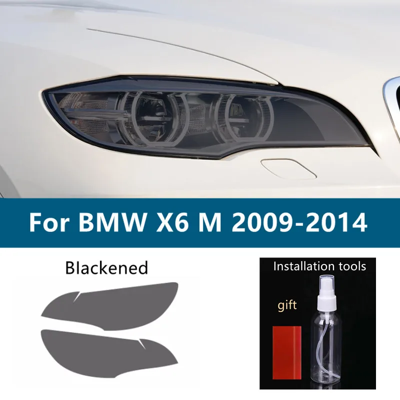 

2 Pcs For BMW X6 M E71 2008-2014 Car Headlight Tint Black Protective Film Front Light Transparent TPU Sticker Accessores