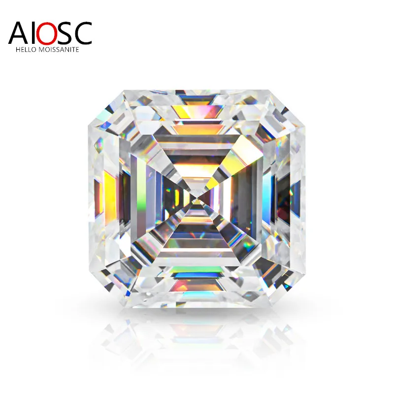 

AIOSC Asscher Cut Moissanite Stone 0.5~7.0ct D Color VVS1 Lab Loose Gems Pass Diamond Tester with GRA Certificate Fine Jewelry