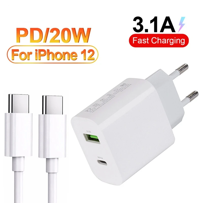 

Phone Charger Type C 20W Usb Fast Charger for Iphone 13 12 pro max Xiaomi Sumsung Huawei Eu Plug Quick Charge 3 Phone Adapter