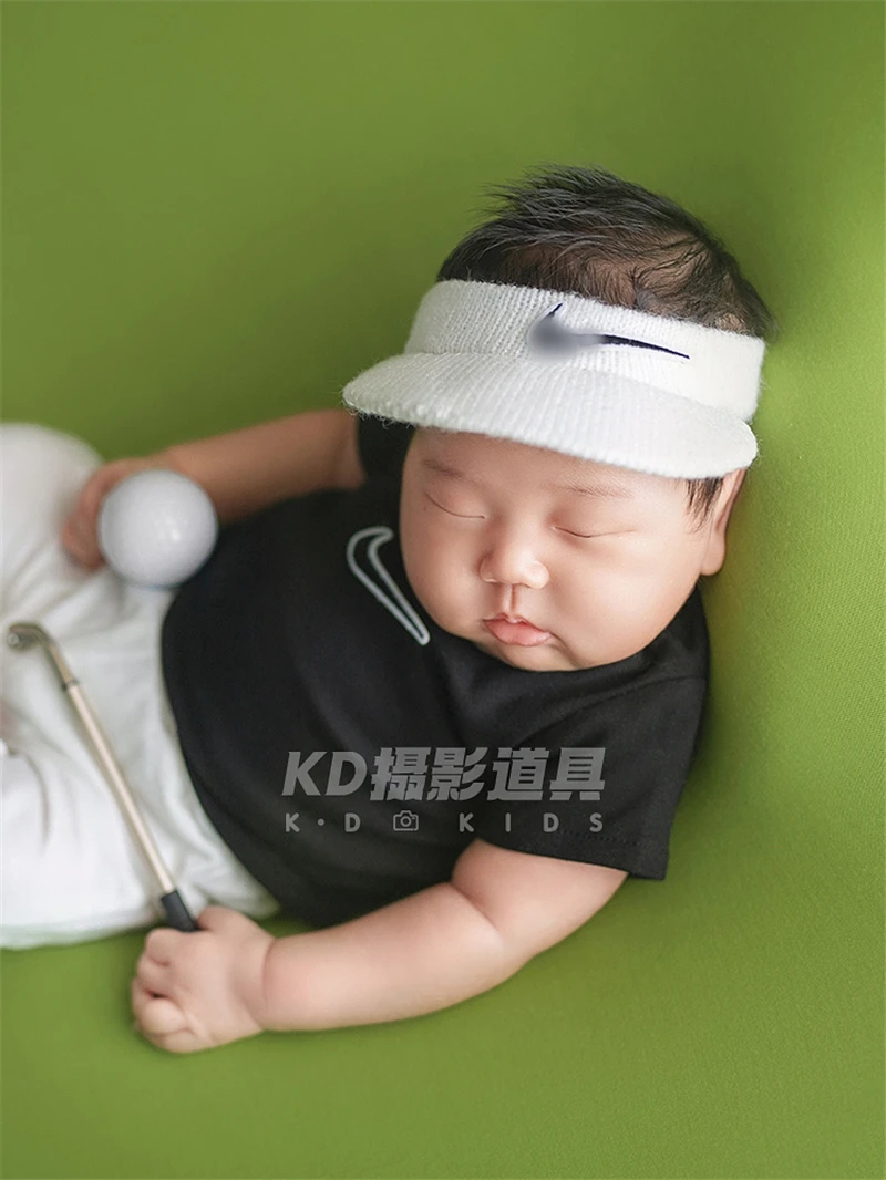 Newborn Photography Props for Baby Boy Summer Sports Outfit Headband Glasses Glof Theme Set Fotografia Studio Shoot Photo Props enlarge