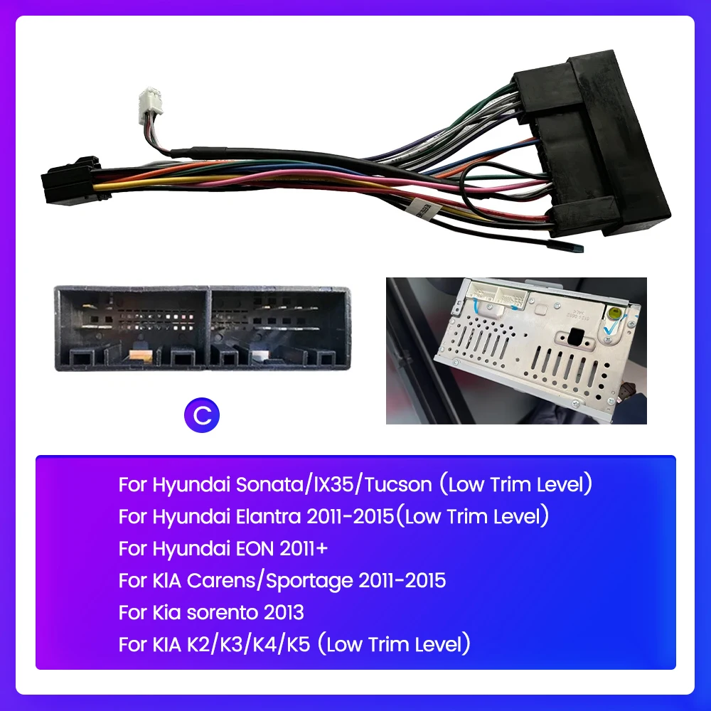 

Кабель питания для Hyundai Kia Android, автомобильный радио, стерео, автомобильный аудиоплеер, MP5, GPS, центральный автомобильный мультимедийный плеер, аксессуары