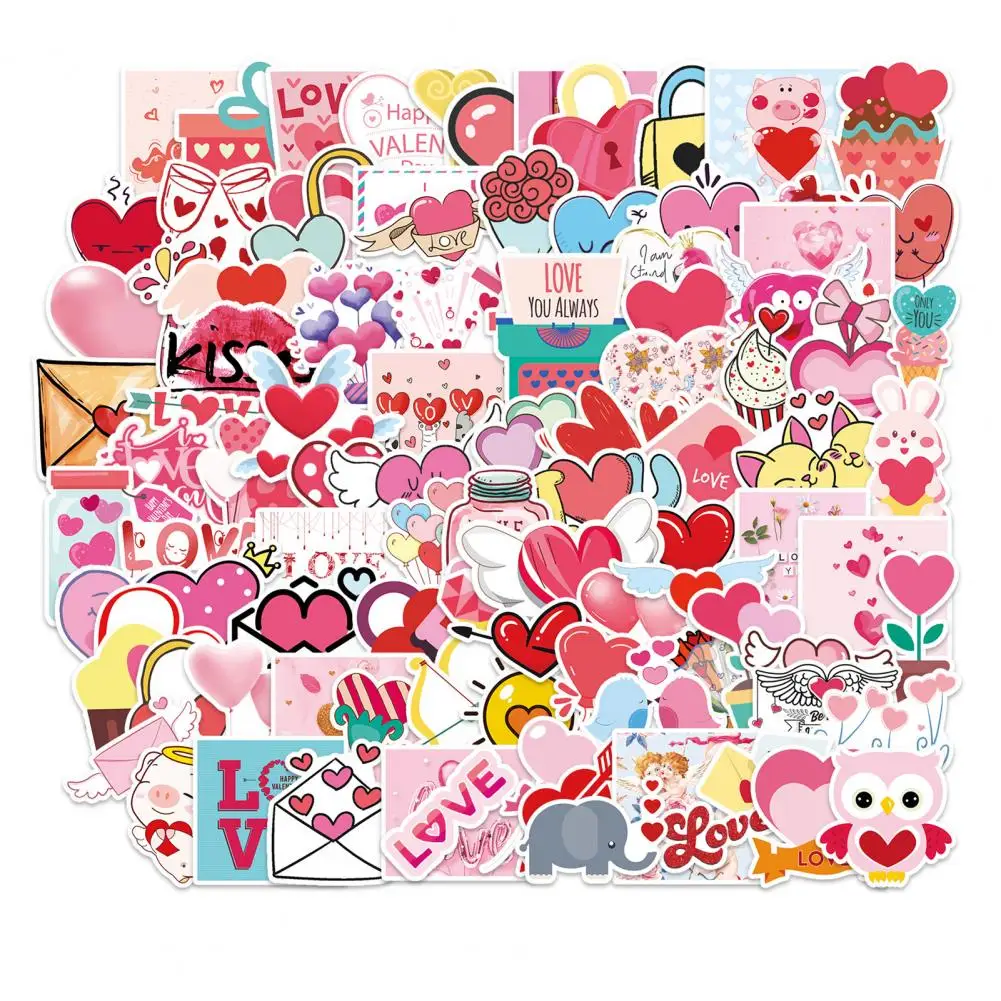 

100Pcs Delicate Luggage Decals Novelty DIY Stickers Creative Valentine's Day DIY Stickers DIY