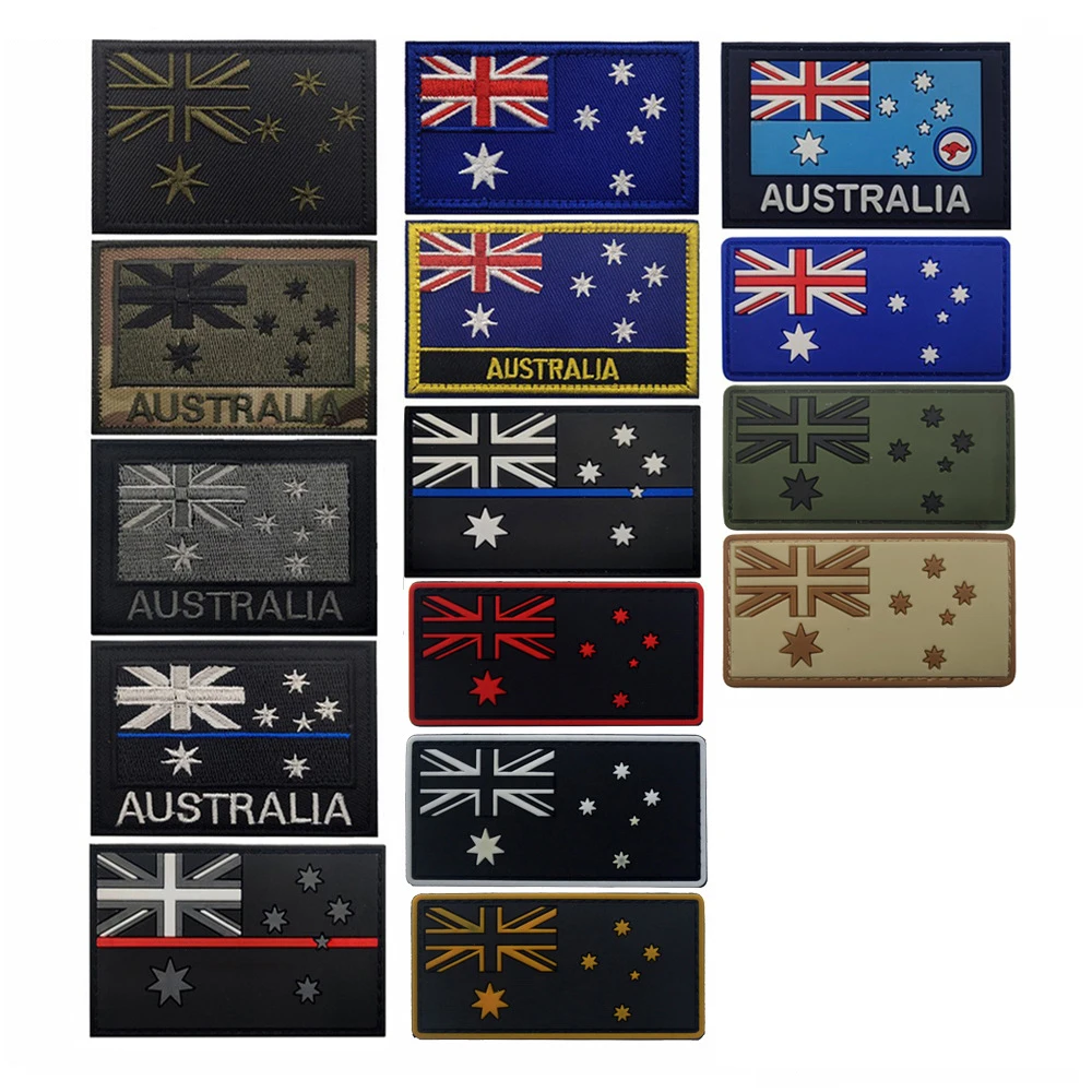 

Australian Flag Patch PVC+ Embroidery Armband Hook Loop Morale Badge Clothing Accessories Backpack Cloth Sticker