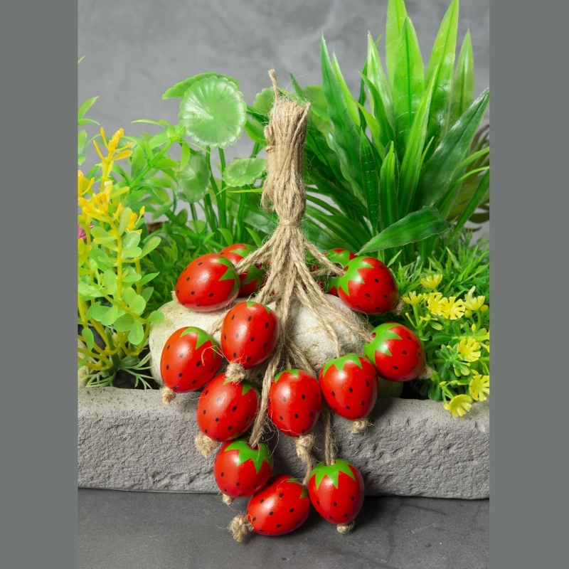 10 шт., деревянные бусины в виде клубники, 21 мм