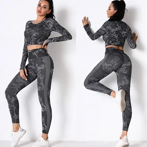 Women's Tracksuit Yoga Set Female Clothing 2PCS Sportswear Fitness Clothes For Women Long Sleeve Crop Top High Waist Leggings