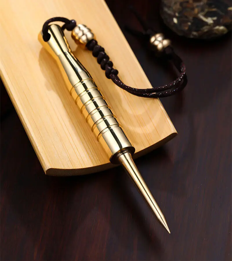 

EDC Solid Brass Keychain Awl Tea Needle Tool Outdoor Camping Multipurpose Tools