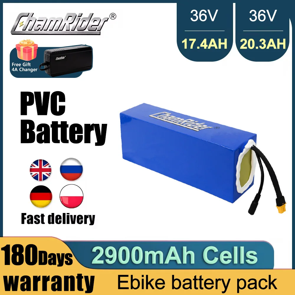 ChamRider 36 В аккумулятор для электровелосипеда 20 Ач 30 А BMS 350 Вт 500 750 18650 литиевый