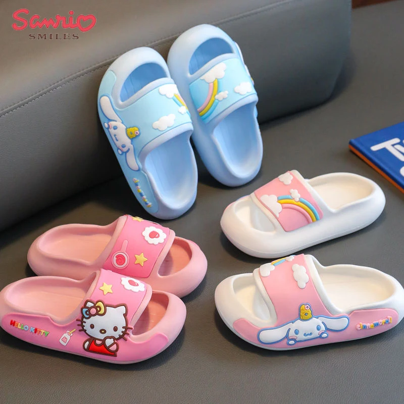 

Sanrios Series Kids Adult Eva Slippers Cartoon Hello Kitty Cinnamoroll Kuromi Cute Non-Slip Beach Shoes Parent-Child Sandals
