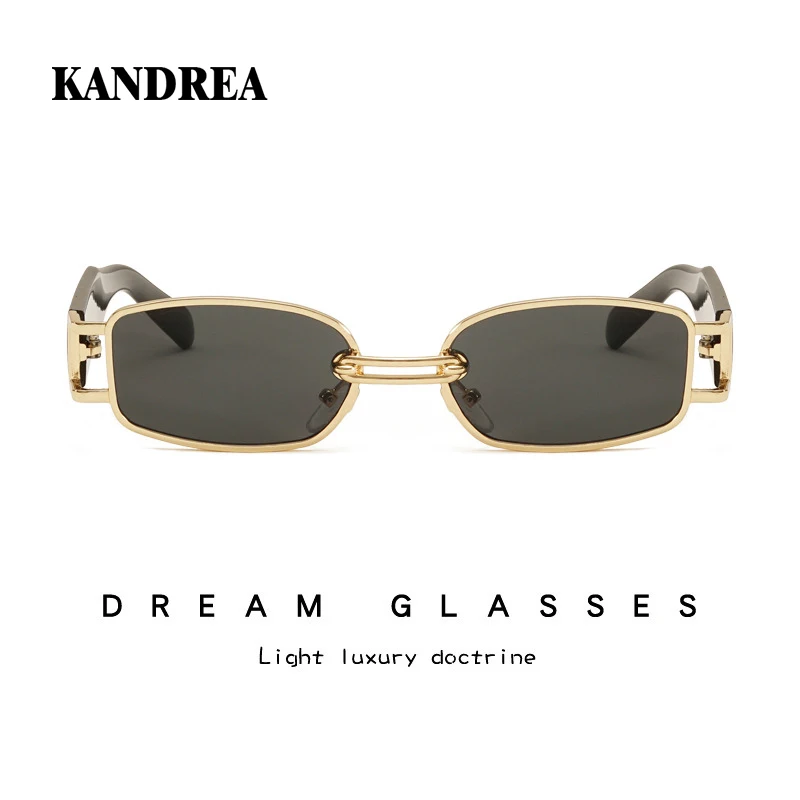 

KANDREA Metal Fashion Vintage Square Sunglasses Women Men 2022 NEW Luxury Brand Trendy Designer Sun Glasses Retro Eyewear 9111