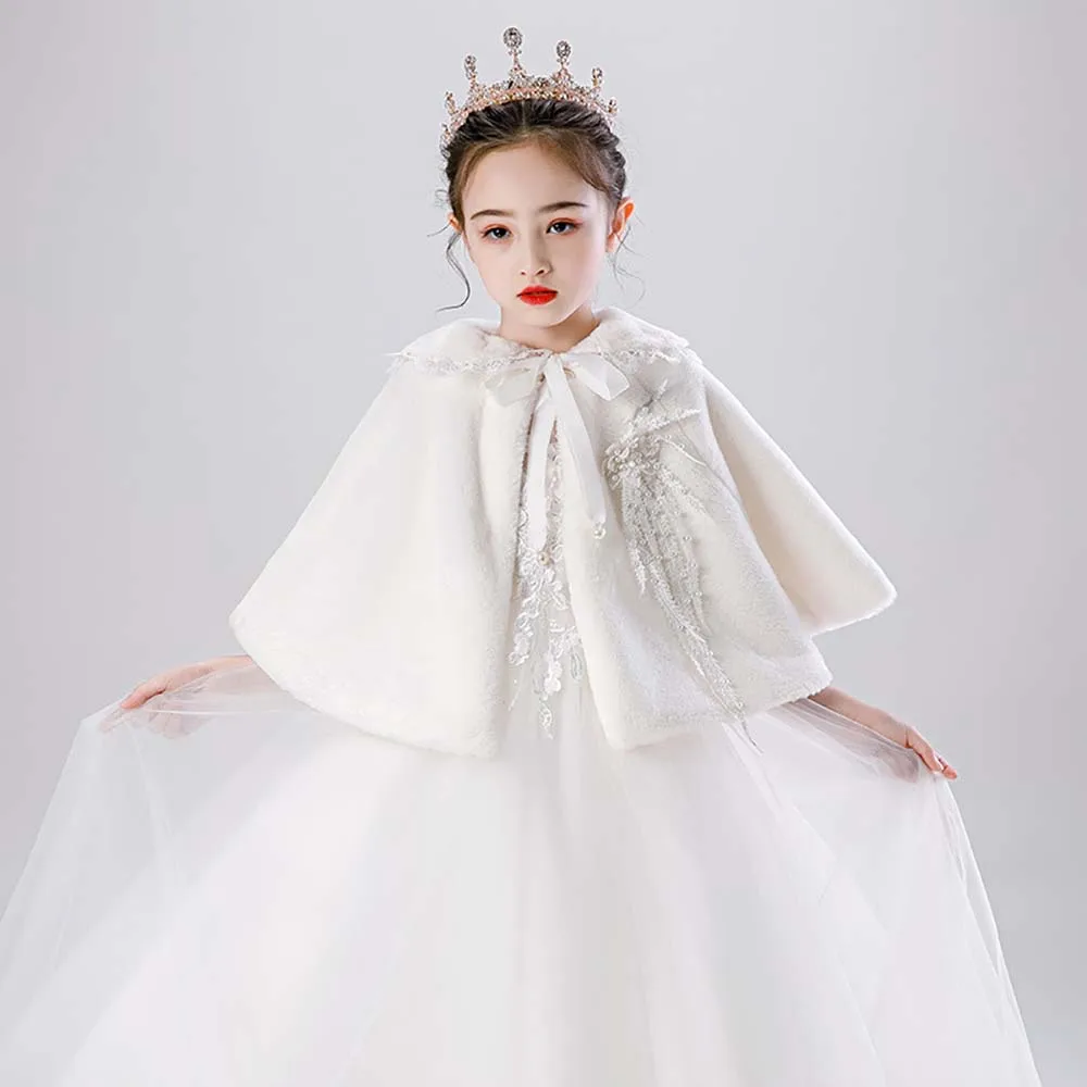 

Winter Children'S Dress Long-Sleeved Plush Fleece Thickened Warm Shawl Girl'S Dress Accessories Plush Shaw Vestidos Ymx036