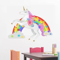 new cartoon unicorn horse star heart shape ainbow pattern wall stickers kids room home decoration diy animal mural art pvc decal