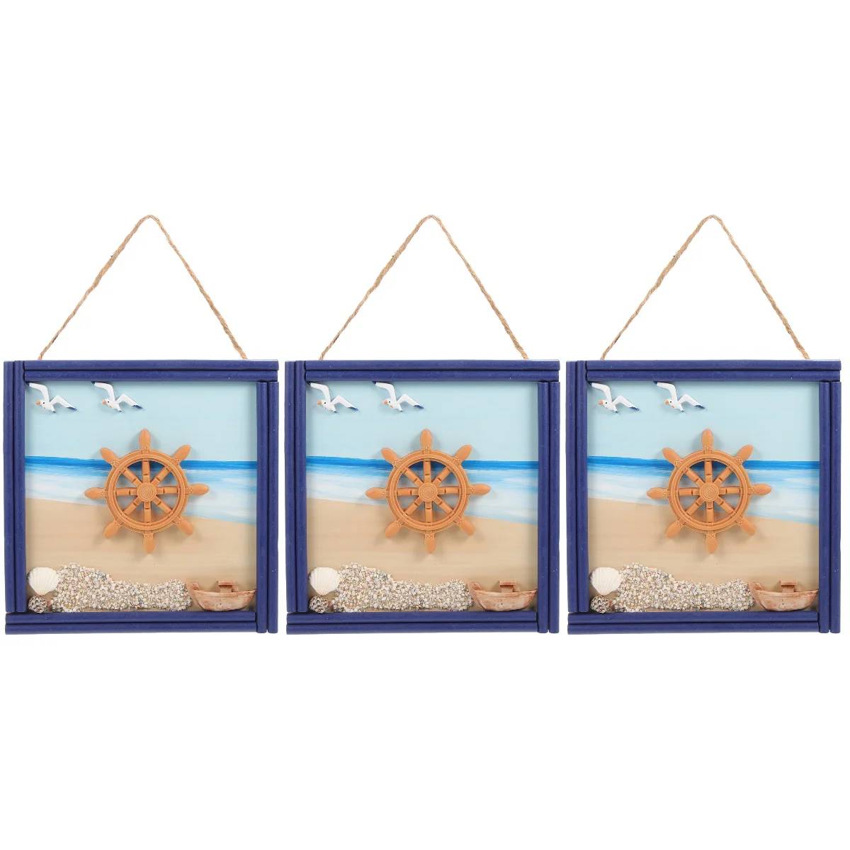 

3 Pieces Decor Home Wall Decor Office Decor Nautical Wall Painting Ocean Decor Beach Home Painting Window Mediterranean Painting